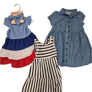 Kensie Casual Blue and Red Sundress with Peter Pan Collar